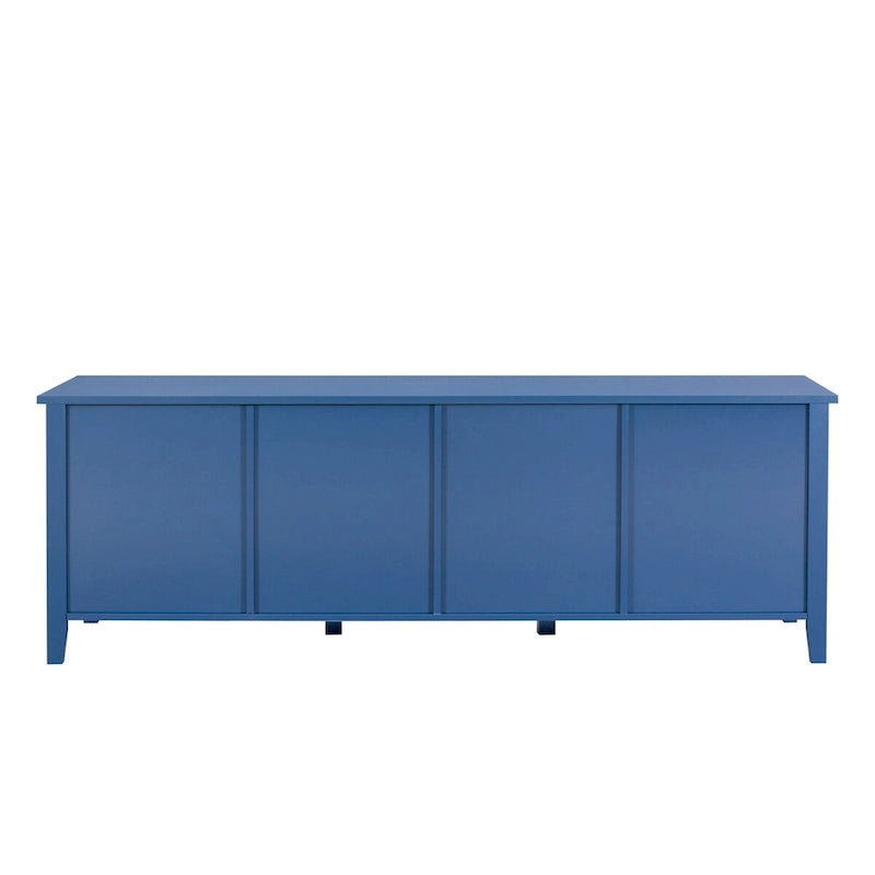 Meuble TV de rangement moderne de 180 cm en bois massif et portes vitrées