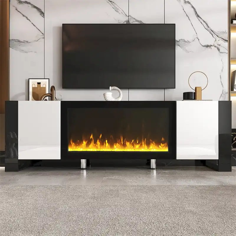 Modern TV Stand w/ Non-heating Electric Fireplace for TVs up to 78