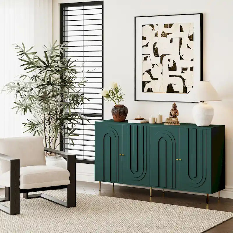Meuble bas laqué moderne à 4 portes en bois