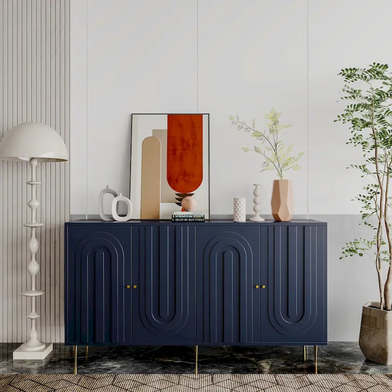 Meuble bas laqué moderne à 4 portes en bois