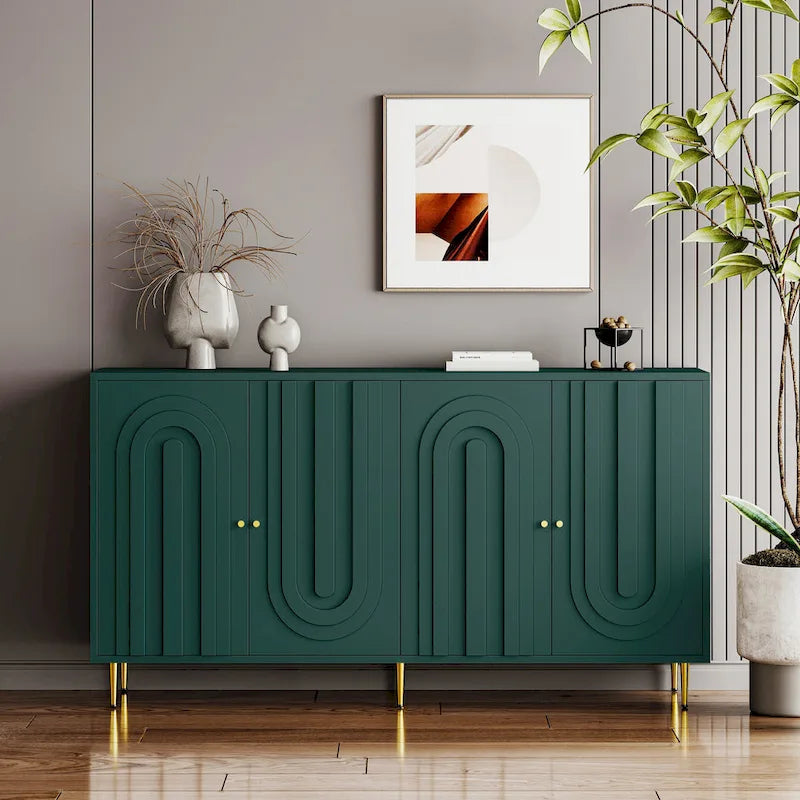 Meuble bas laqué moderne à 4 portes en bois