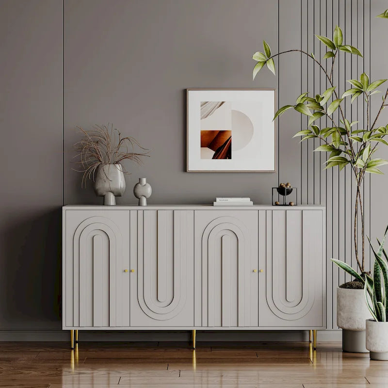 Meuble bas laqué moderne à 4 portes en bois