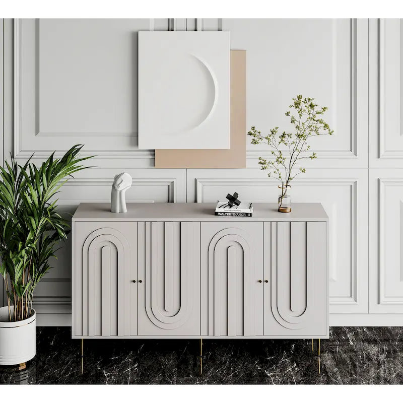 Meuble bas laqué moderne à 4 portes en bois