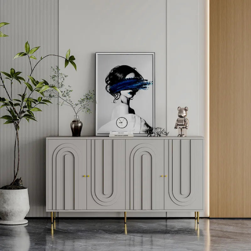 Meuble bas laqué moderne à 4 portes en bois