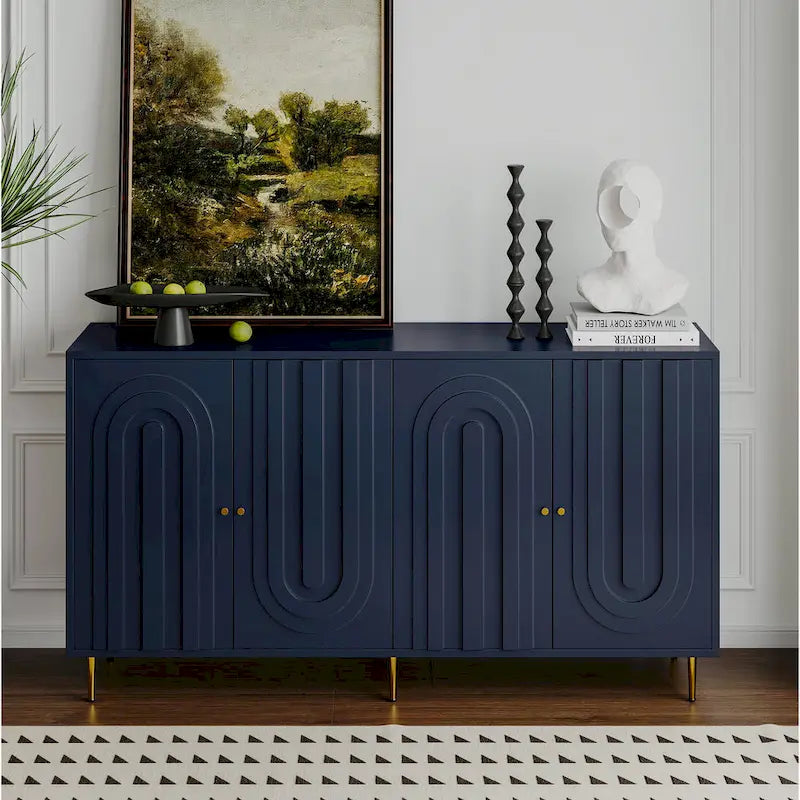 Meuble bas laqué moderne à 4 portes en bois