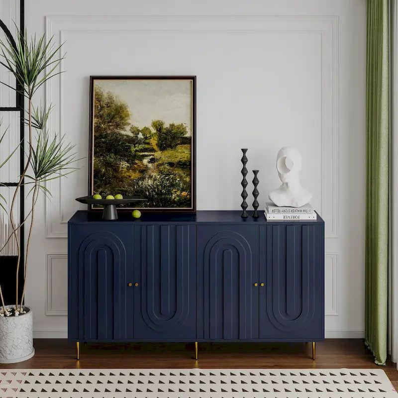 Meuble bas laqué moderne à 4 portes en bois