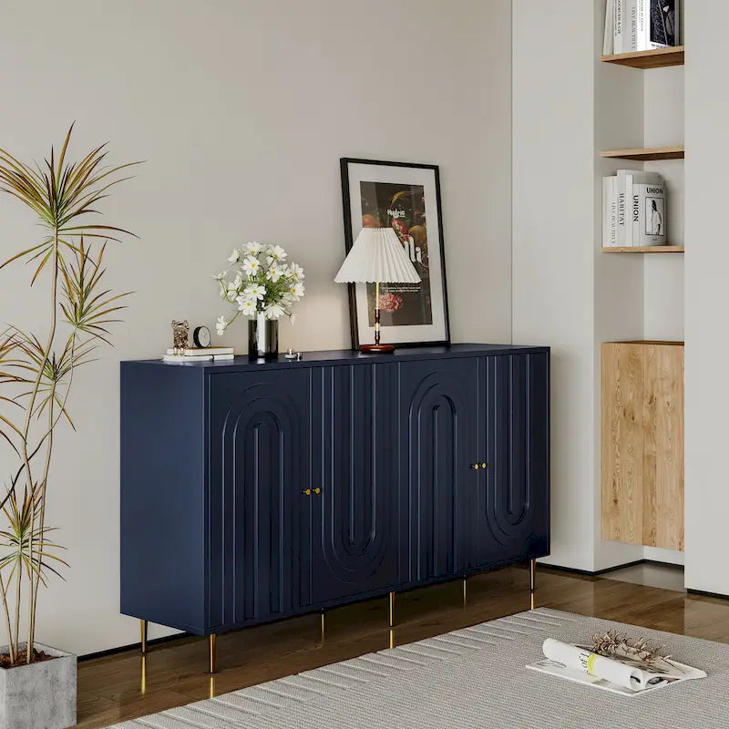 Meuble bas laqué moderne à 4 portes en bois