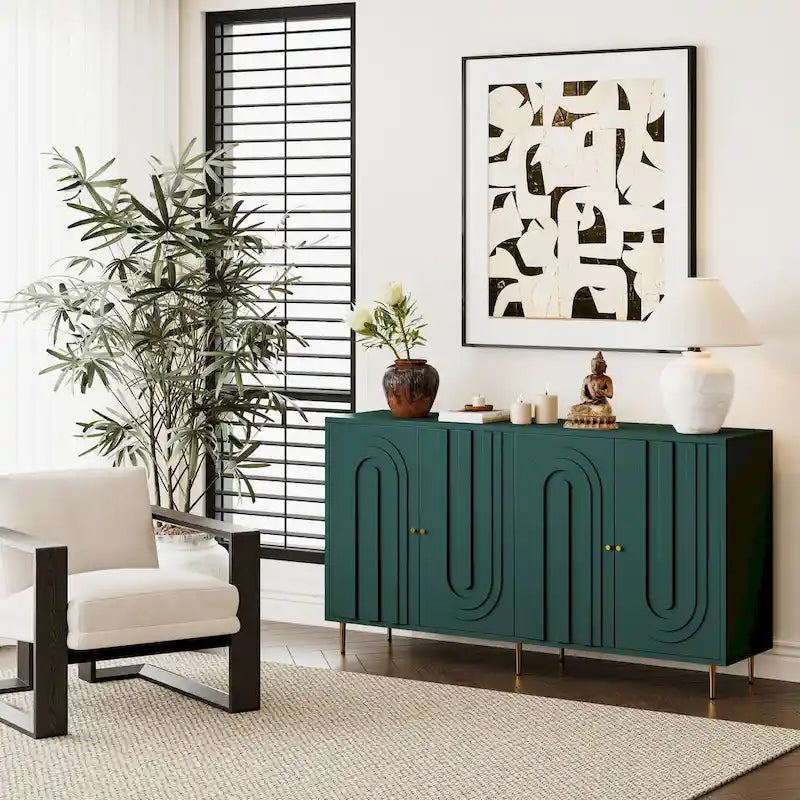 Meuble bas laqué moderne à 4 portes en bois