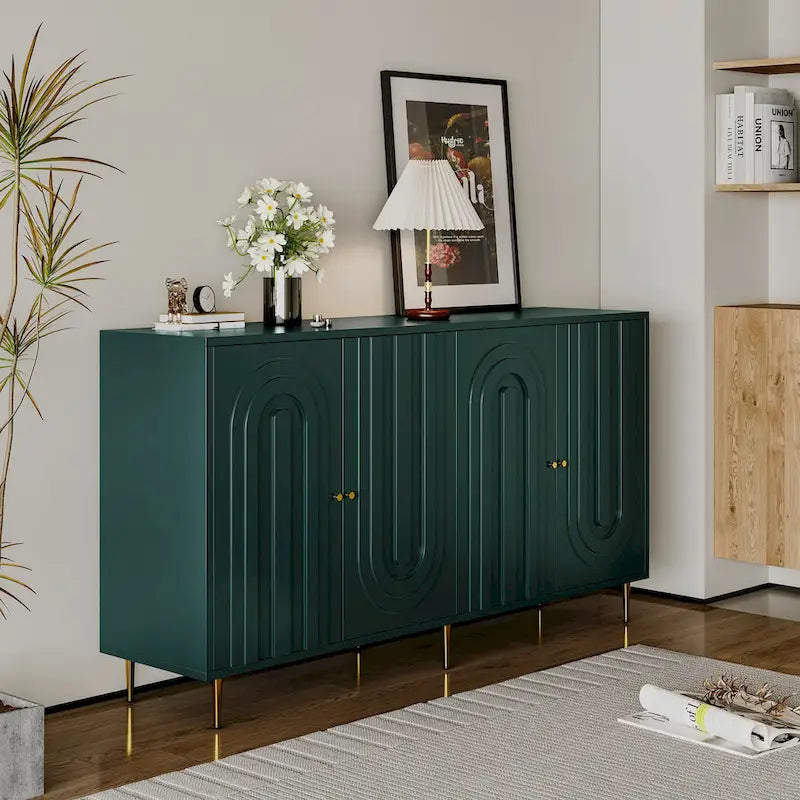 Meuble bas laqué moderne à 4 portes en bois