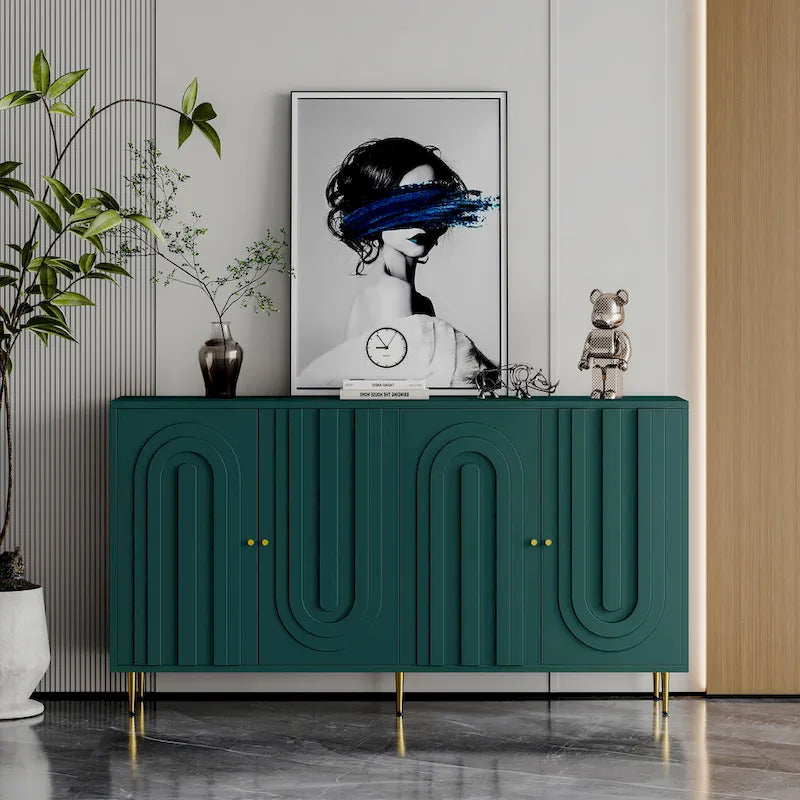 Meuble bas laqué moderne à 4 portes en bois