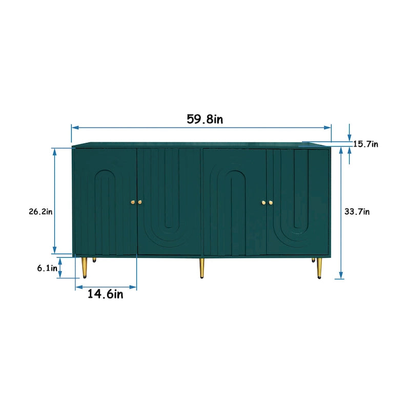 Meuble bas laqué moderne à 4 portes en bois