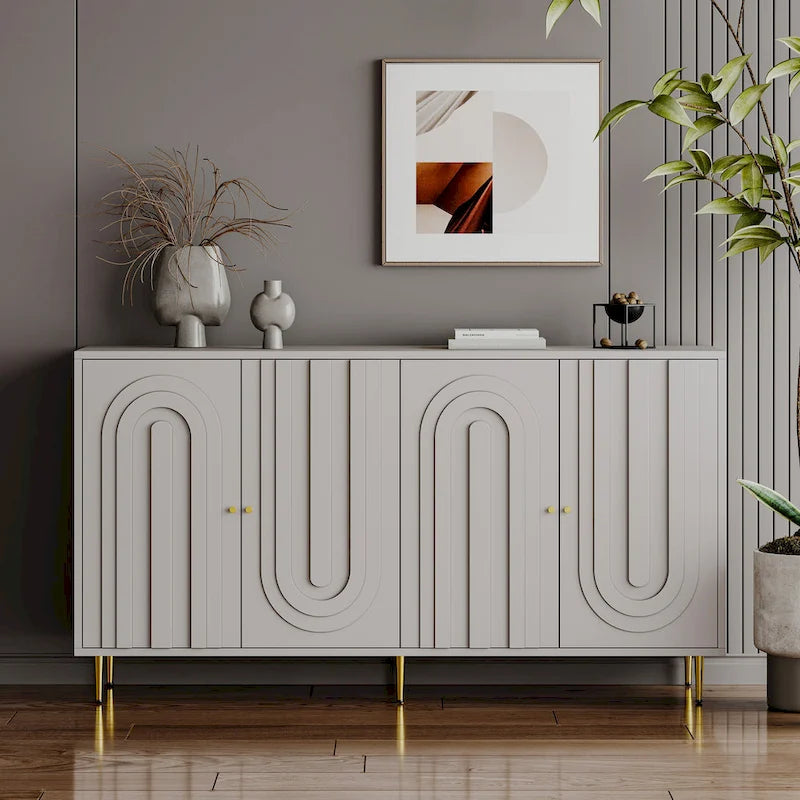 Meuble bas laqué moderne à 4 portes en bois