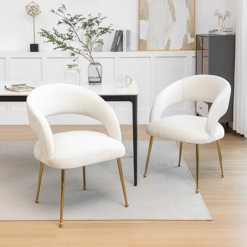 Chaise de salle à manger à dossier ouvert en velours de style Mid-Century Modern - Lot de 2