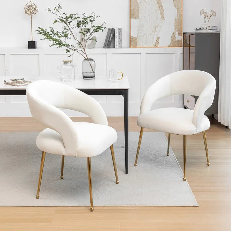 Chaise de salle à manger à dossier ouvert en velours de style Mid-Century Modern - Lot de 2