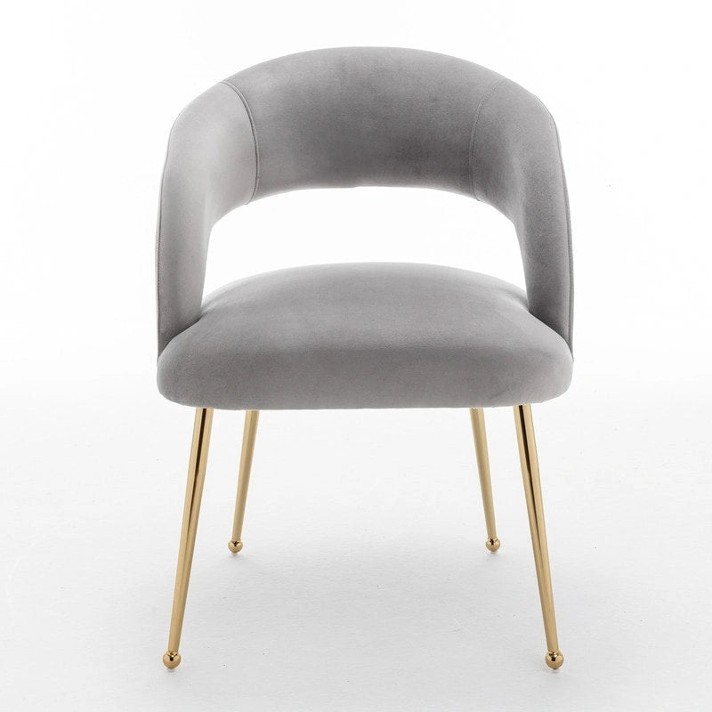 Chaise de salle à manger à dossier ouvert en velours de style Mid-Century Modern - Lot de 2