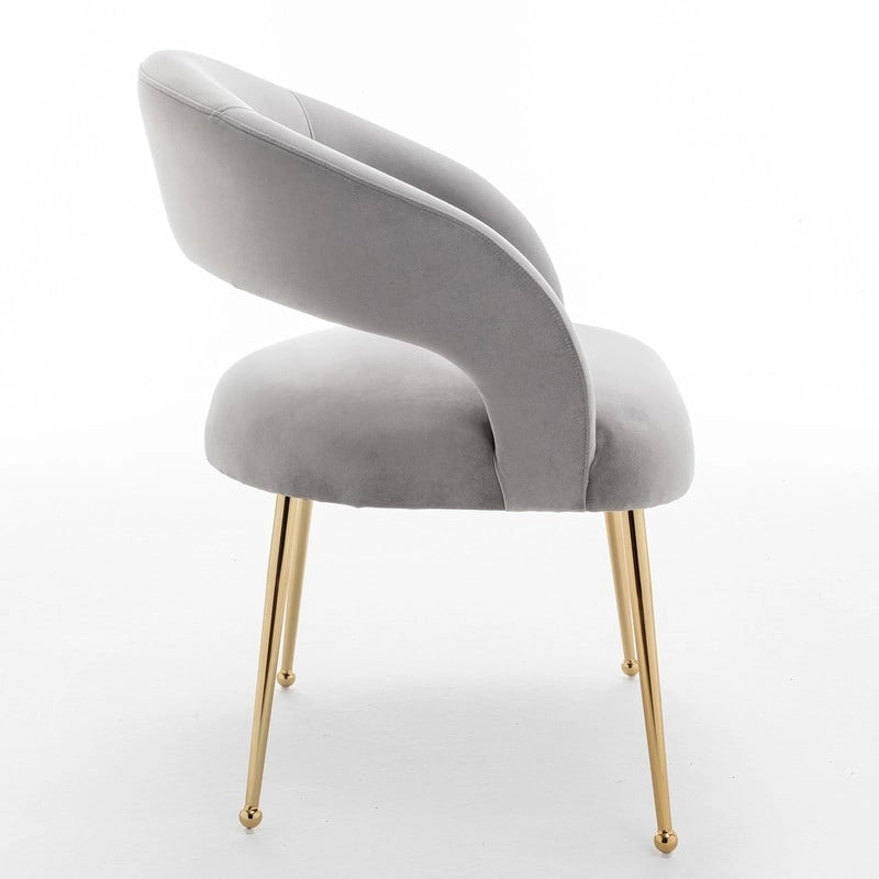 Chaise de salle à manger à dossier ouvert en velours de style Mid-Century Modern - Lot de 2