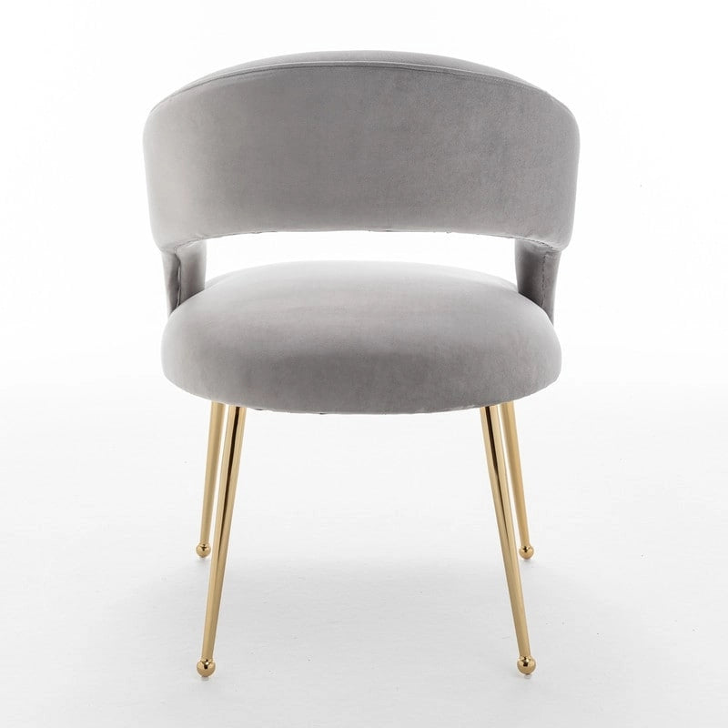 Chaise de salle à manger à dossier ouvert en velours de style Mid-Century Modern - Lot de 2
