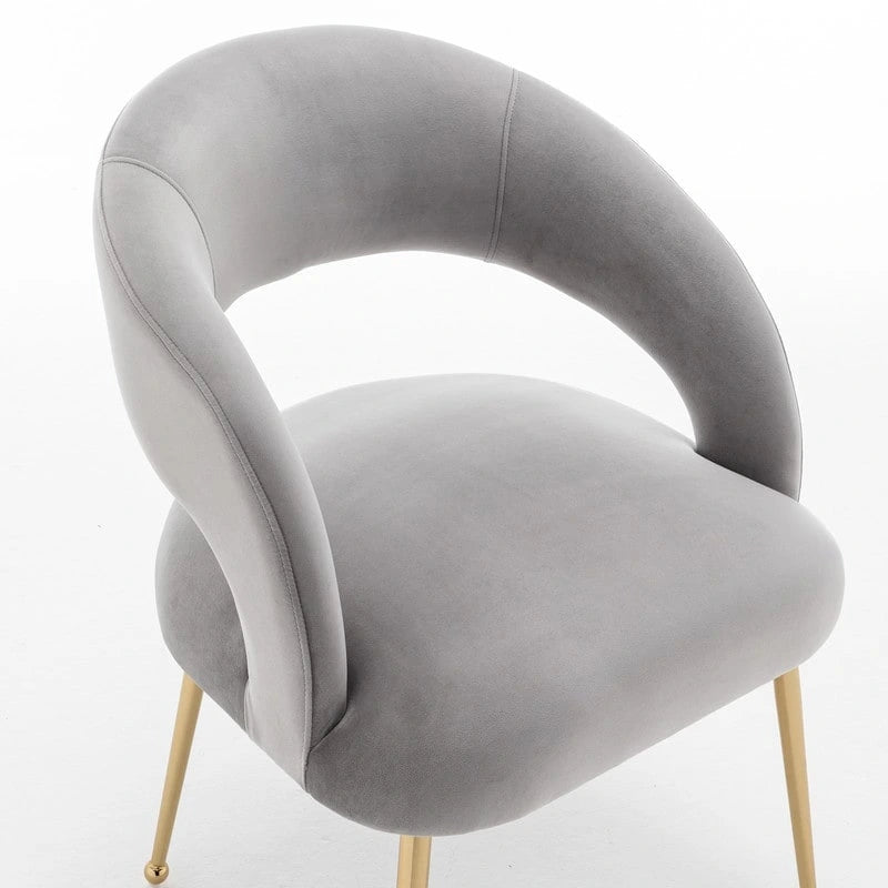 Chaise de salle à manger à dossier ouvert en velours de style Mid-Century Modern - Lot de 2