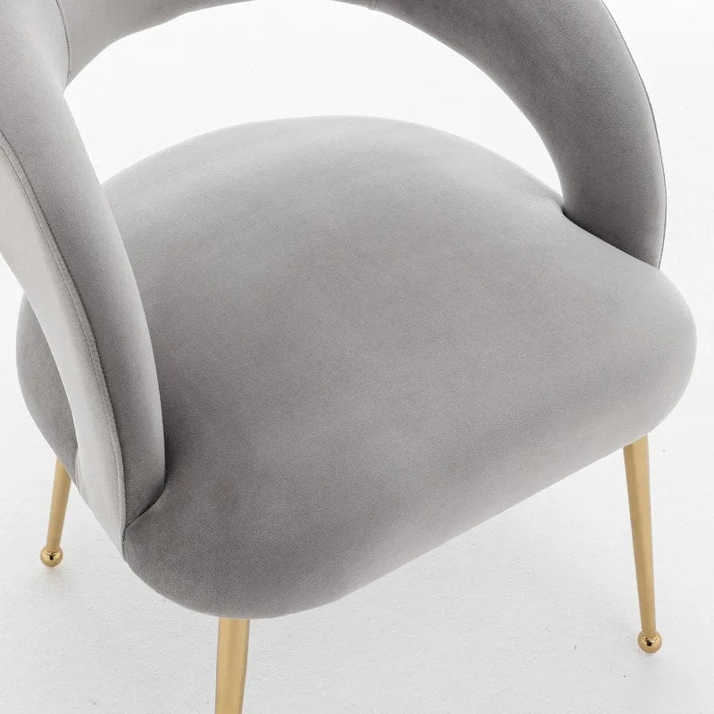Chaise de salle à manger à dossier ouvert en velours de style Mid-Century Modern - Lot de 2