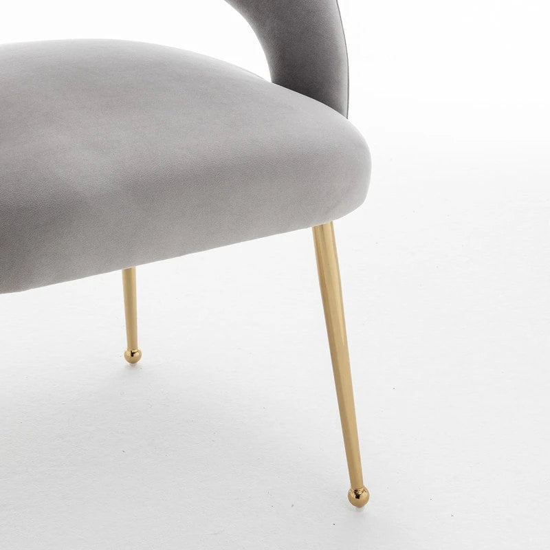 Chaise de salle à manger à dossier ouvert en velours de style Mid-Century Modern - Lot de 2
