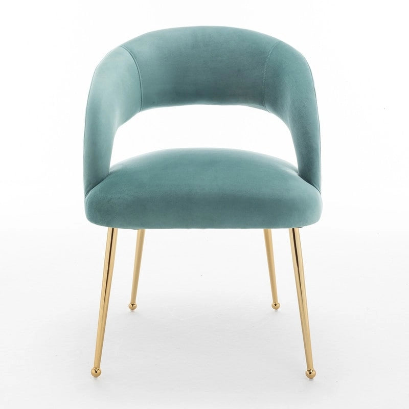 Chaise de salle à manger à dossier ouvert en velours de style Mid-Century Modern - Lot de 2