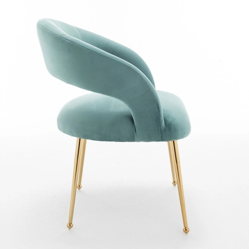 Chaise de salle à manger à dossier ouvert en velours de style Mid-Century Modern - Lot de 2