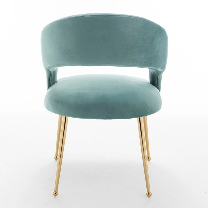 Chaise de salle à manger à dossier ouvert en velours de style Mid-Century Modern - Lot de 2