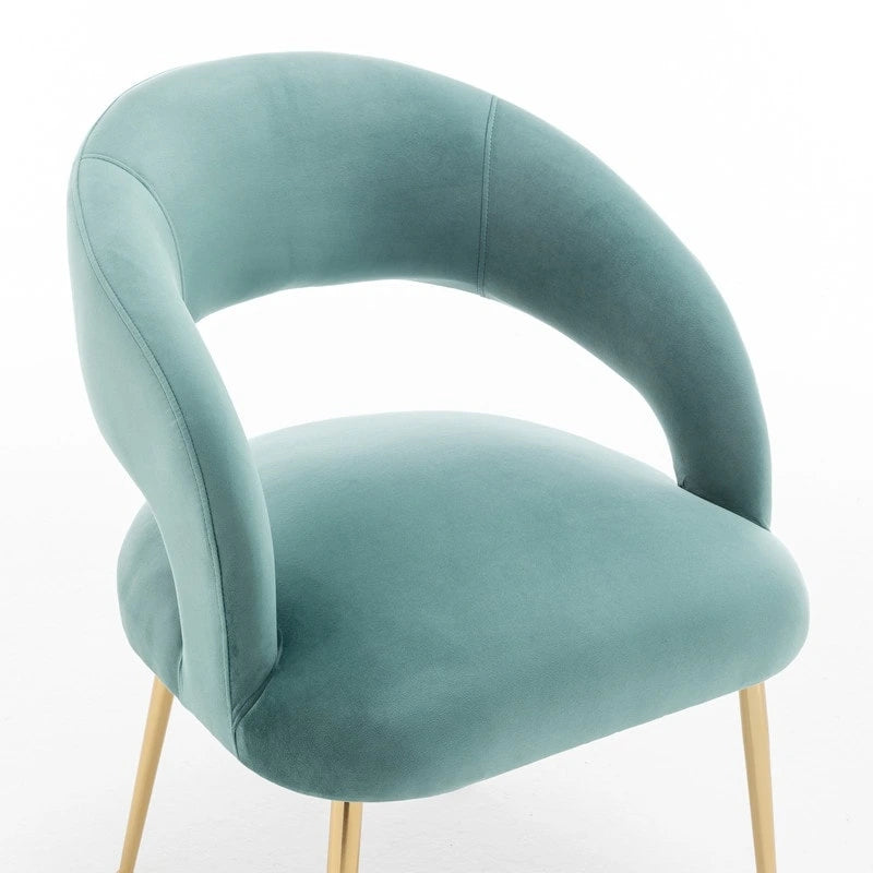 Chaise de salle à manger à dossier ouvert en velours de style Mid-Century Modern - Lot de 2