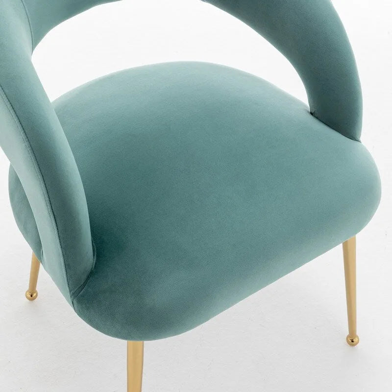Chaise de salle à manger à dossier ouvert en velours de style Mid-Century Modern - Lot de 2