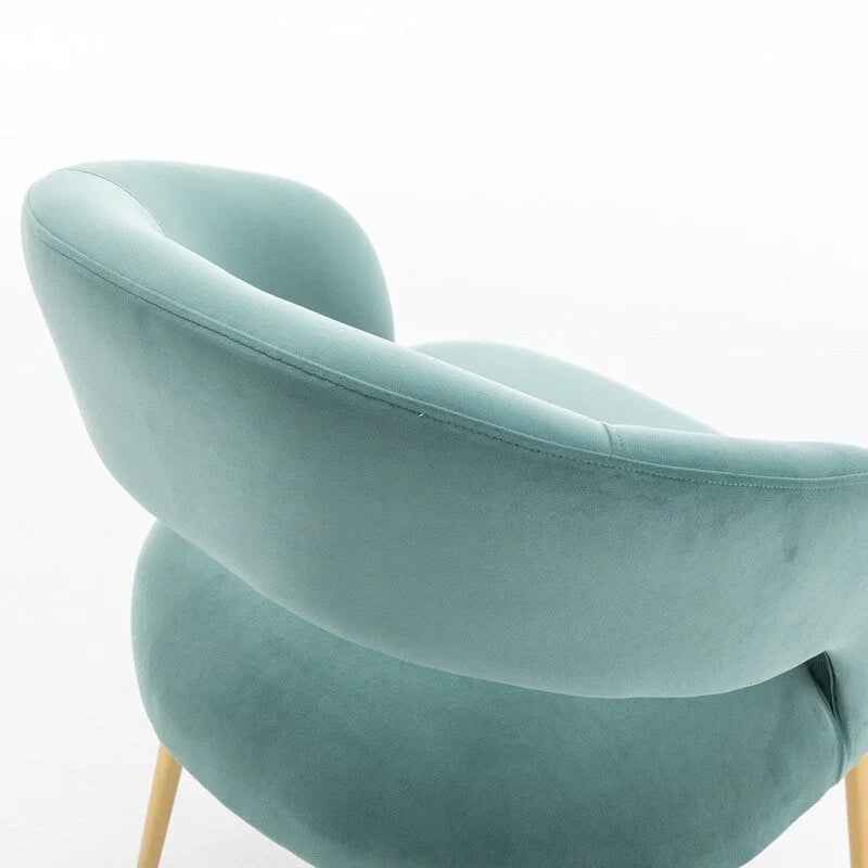 Chaise de salle à manger à dossier ouvert en velours de style Mid-Century Modern - Lot de 2