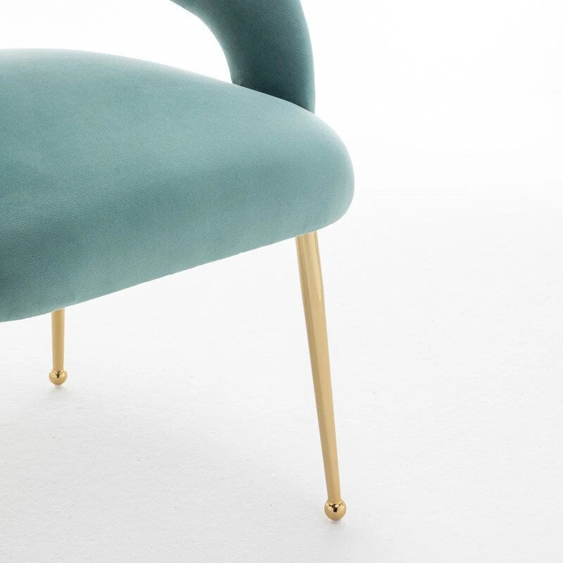 Chaise de salle à manger à dossier ouvert en velours de style Mid-Century Modern - Lot de 2