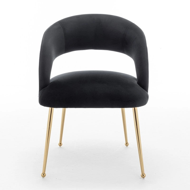 Chaise de salle à manger à dossier ouvert en velours de style Mid-Century Modern - Lot de 2