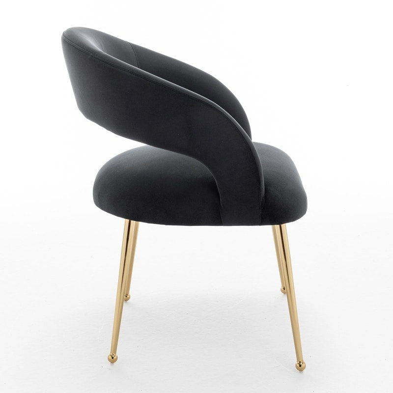 Chaise de salle à manger à dossier ouvert en velours de style Mid-Century Modern - Lot de 2