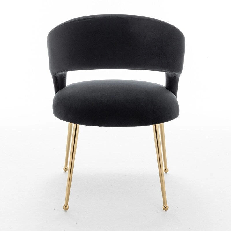 Chaise de salle à manger à dossier ouvert en velours de style Mid-Century Modern - Lot de 2