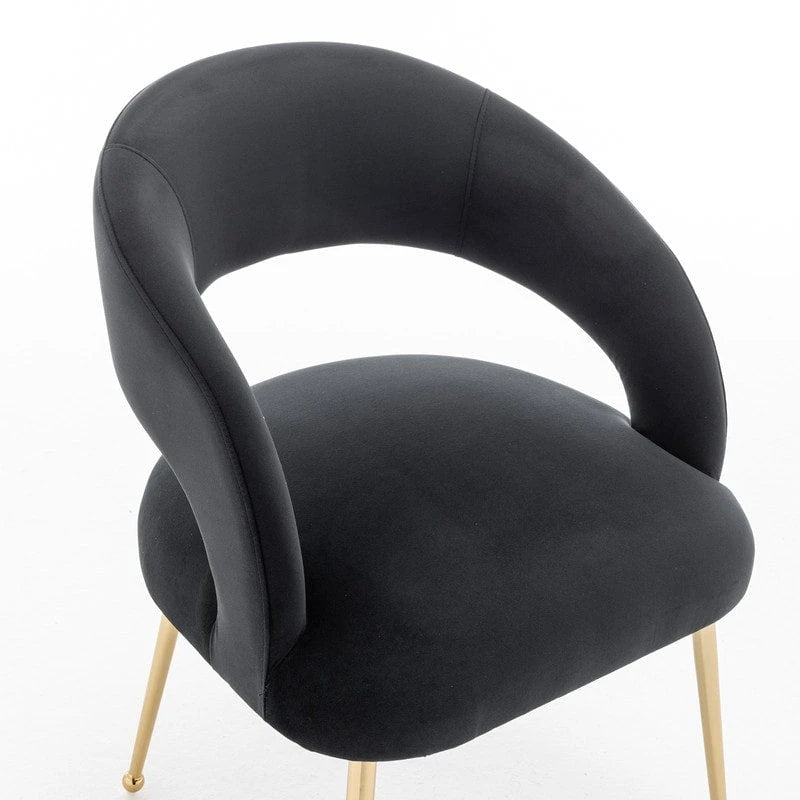Chaise de salle à manger à dossier ouvert en velours de style Mid-Century Modern - Lot de 2