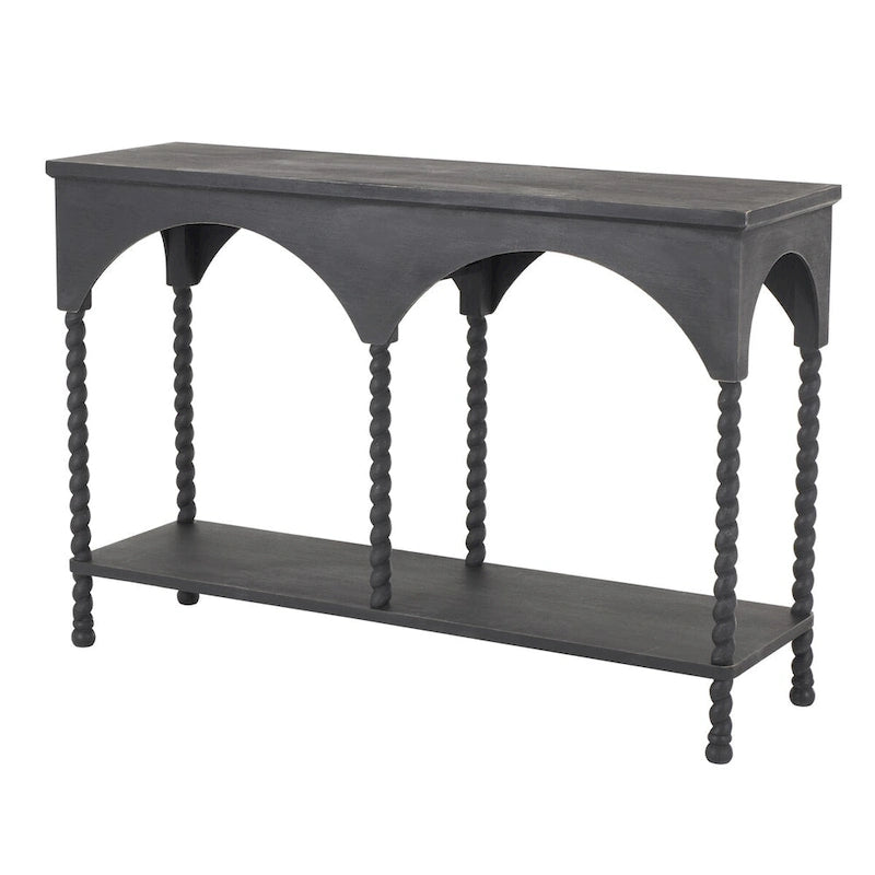 Console en bois avec étagère et arche – Noir