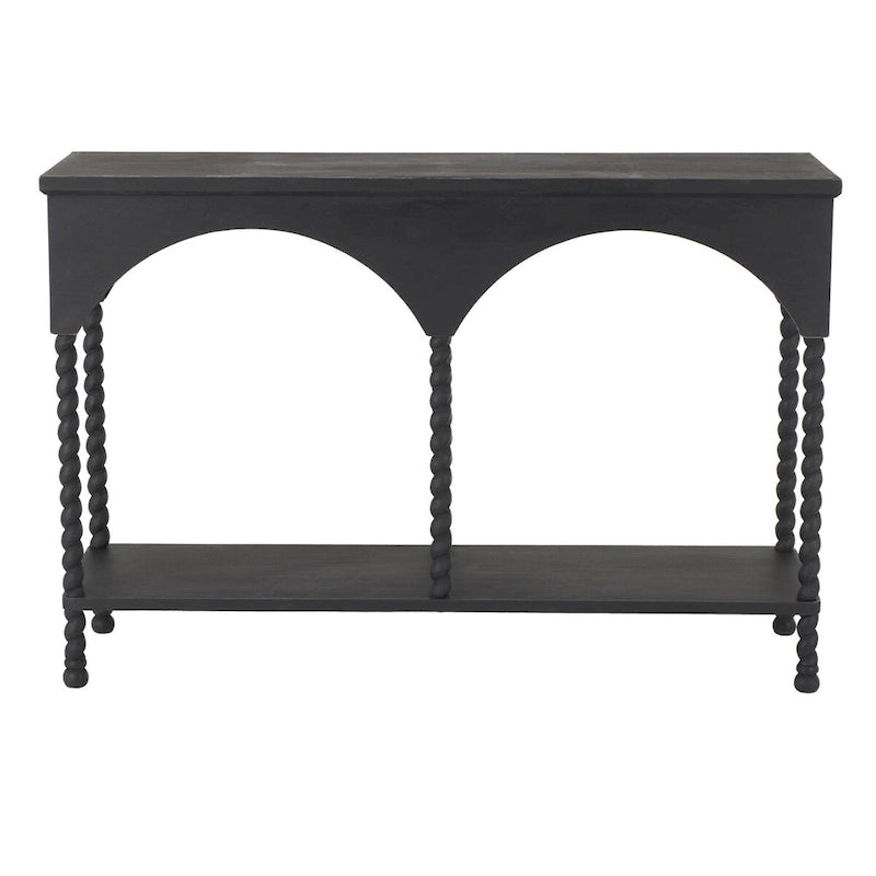 Console en bois avec étagère et arche – Noir