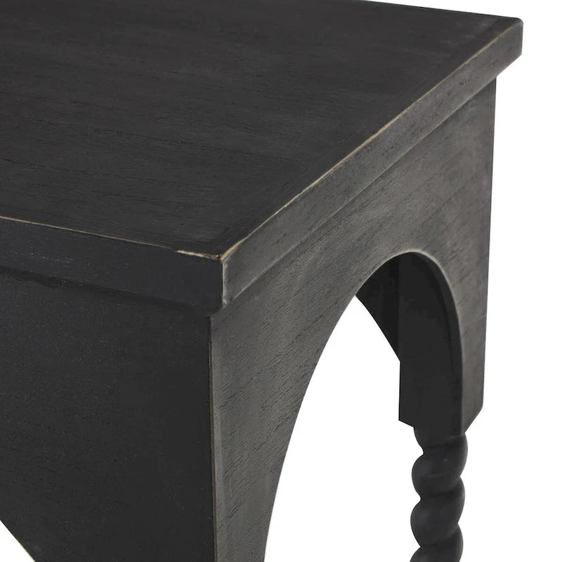 Console en bois avec étagère et arche – Noir