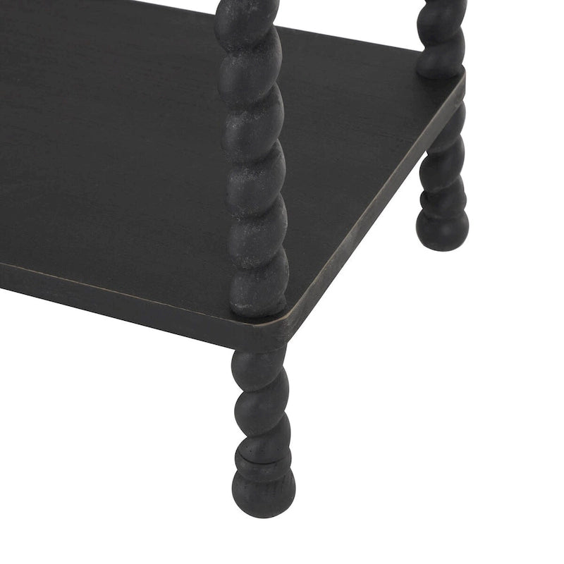 Console en bois avec étagère et arche – Noir