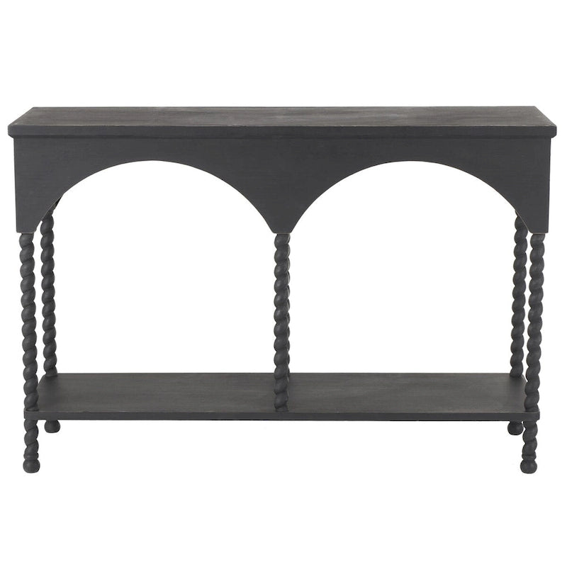 Console en bois avec étagère et arche – Noir