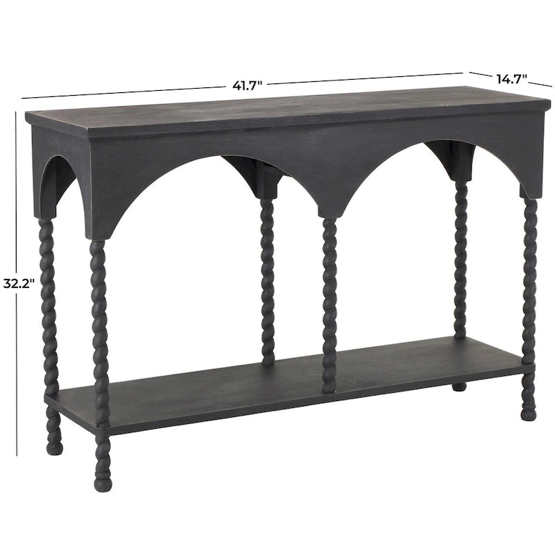 Console en bois avec étagère et arche – Noir