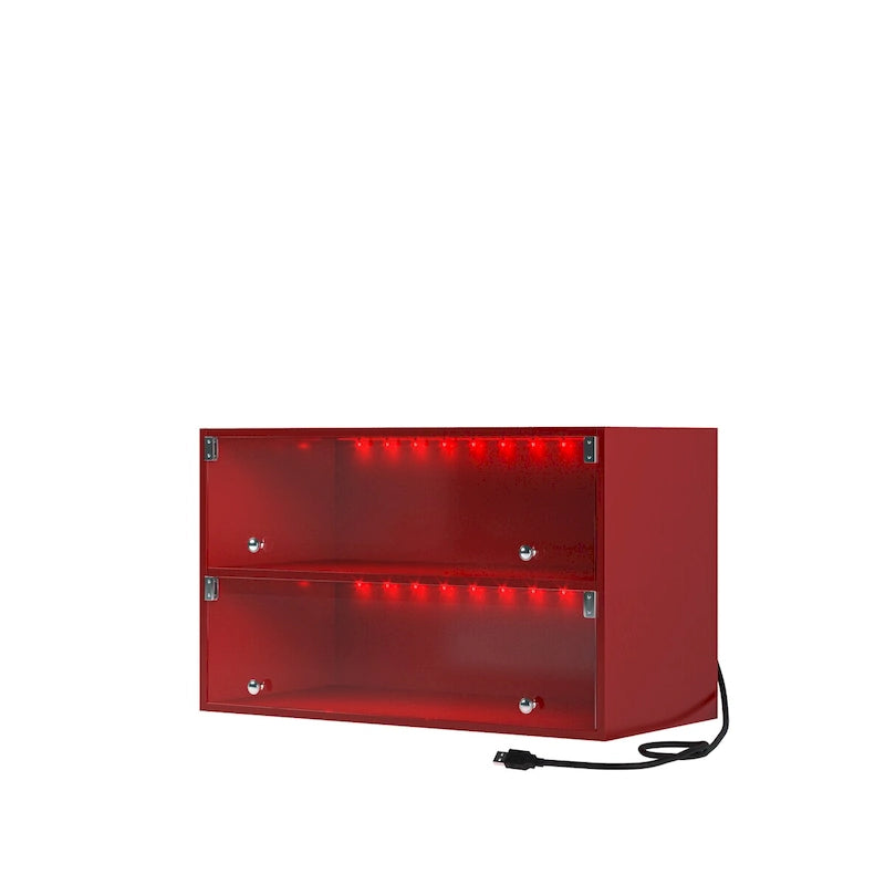 Boîte à chaussures à porte vitrée Meuble de rangement pour baskets avec lumière LED RVB