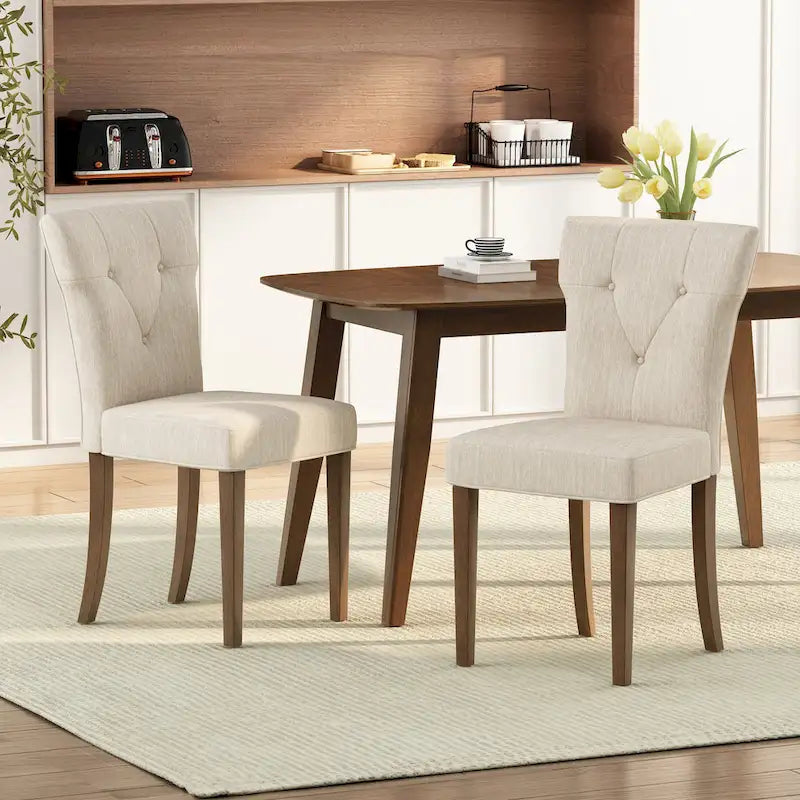 Chaise de salle à manger capitonnée en hévéa Chastin Farmhouse (lot de 2)
