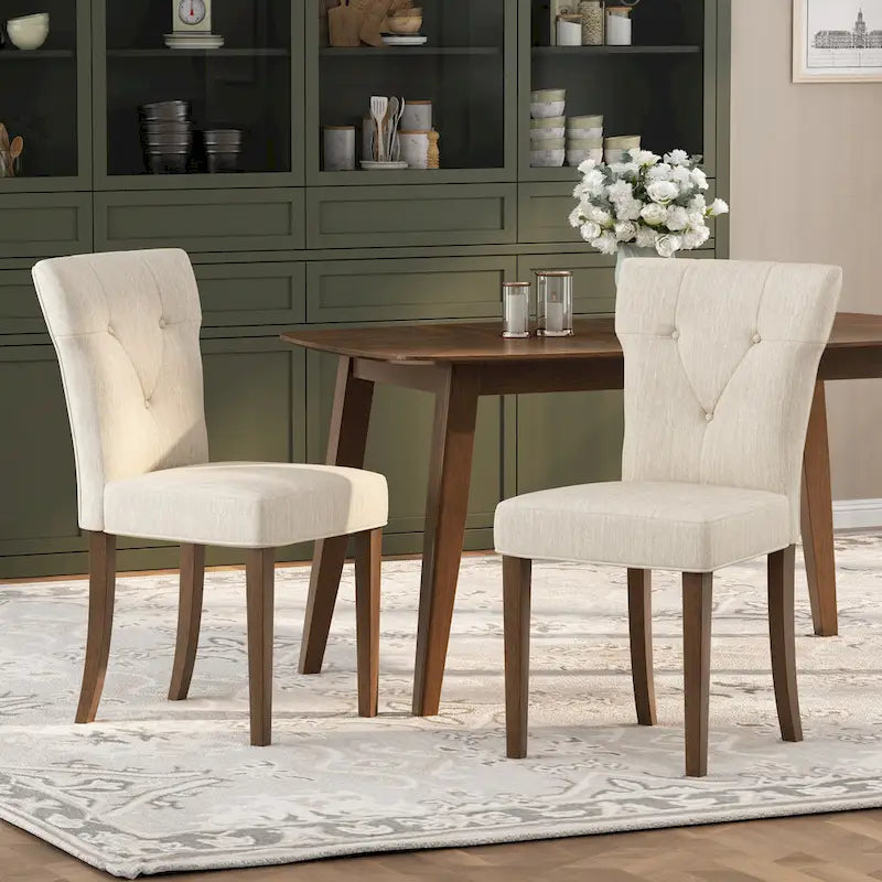 Chaise de salle à manger capitonnée en hévéa Chastin Farmhouse (lot de 2)