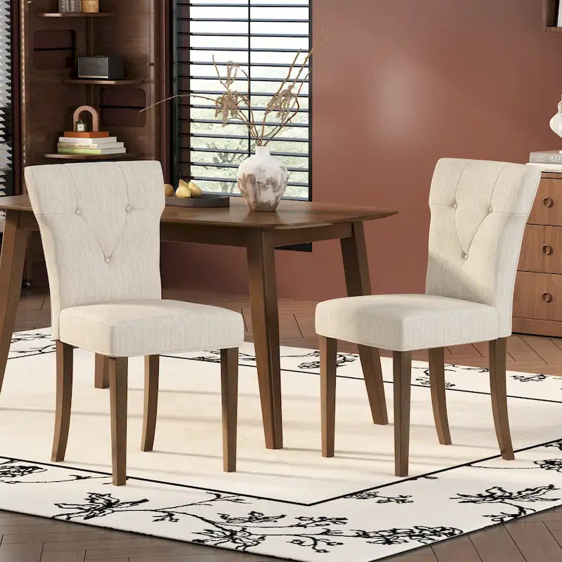 Chaise de salle à manger capitonnée en hévéa Chastin Farmhouse (lot de 2)