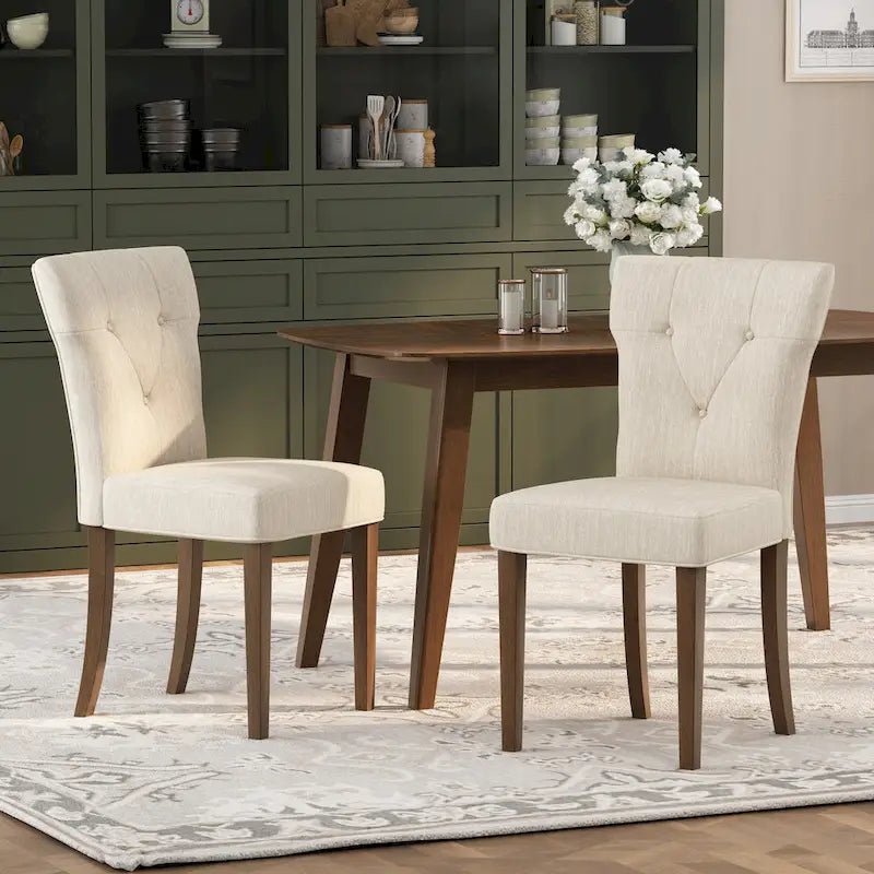 Chaise de salle à manger capitonnée en hévéa Chastin Farmhouse (lot de 2)
