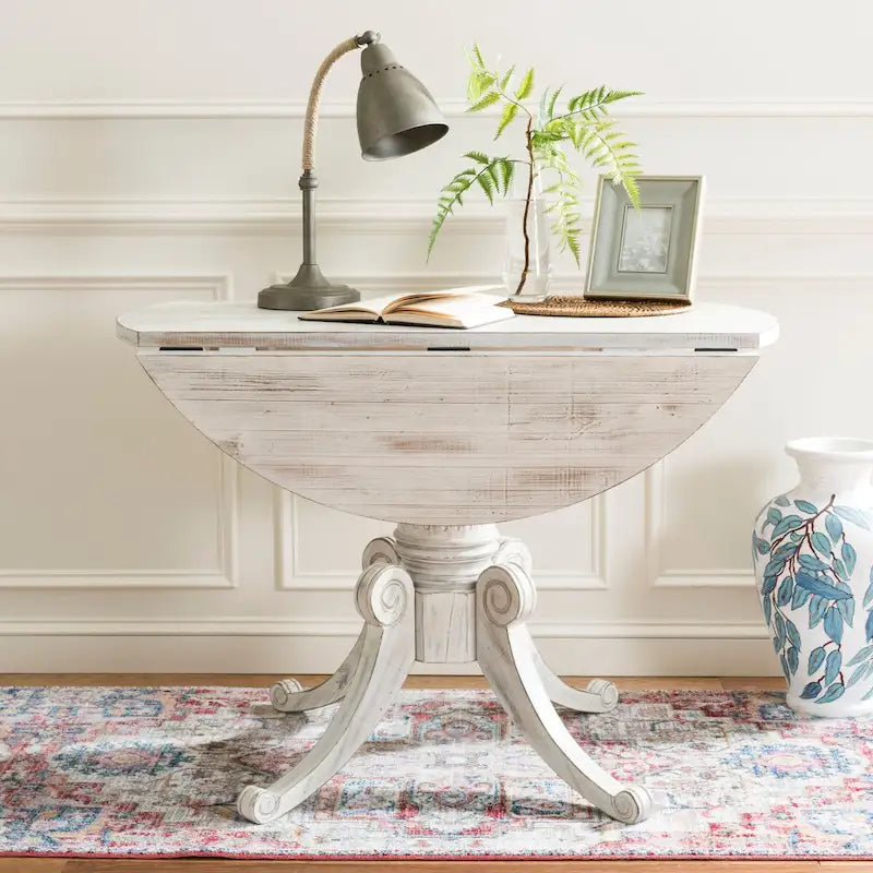 Table à manger à abattants blanc antique - 43 L x 43 P x 31 H - 43Lx43Px31H