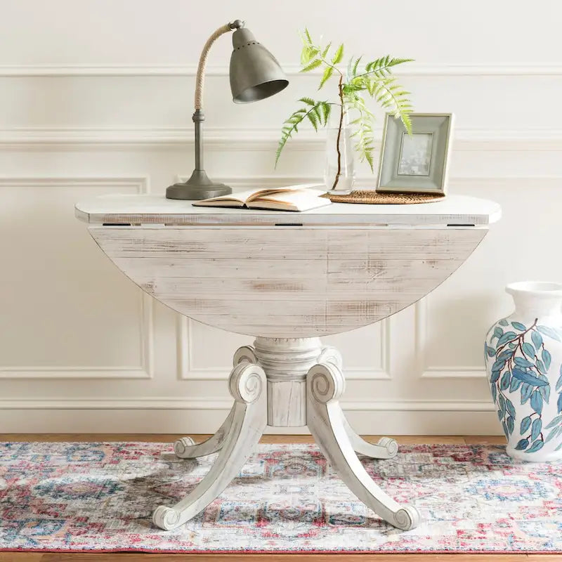 Table à manger à abattants blanc antique - 43 L x 43 P x 31 H - 43Lx43Px31H