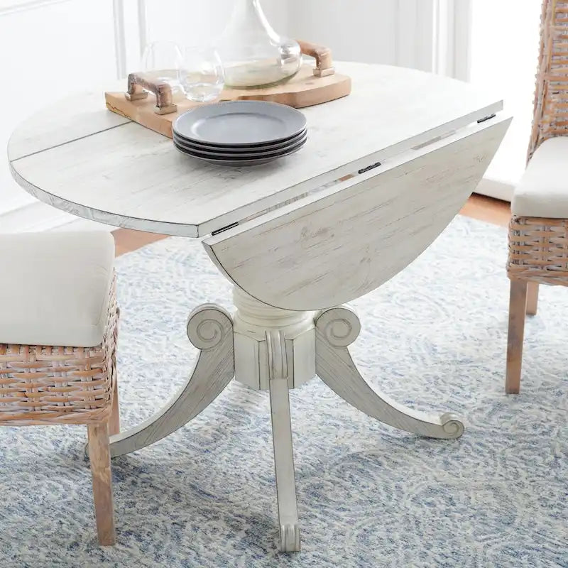 Table à manger à abattants blanc antique - 43 L x 43 P x 31 H - 43Lx43Px31H